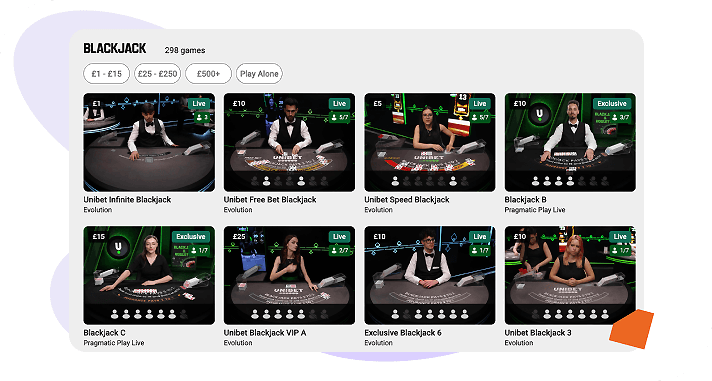 Unibet Live Blackjack