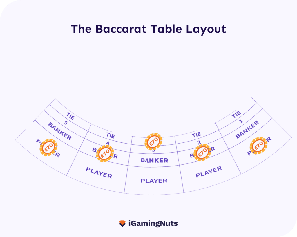 Baccarat table layout and bets