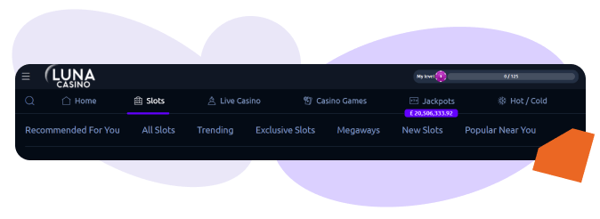 Luna Casino game filters
