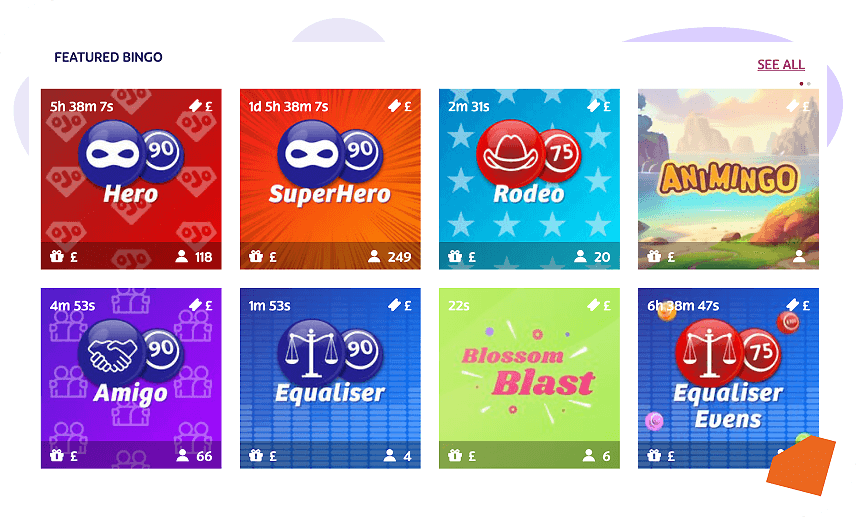 PlayOJO Bingo rooms