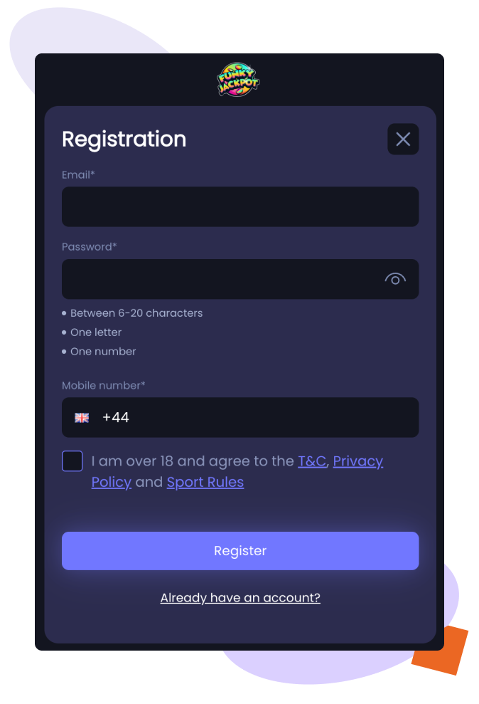 Funky Jackpot Registration