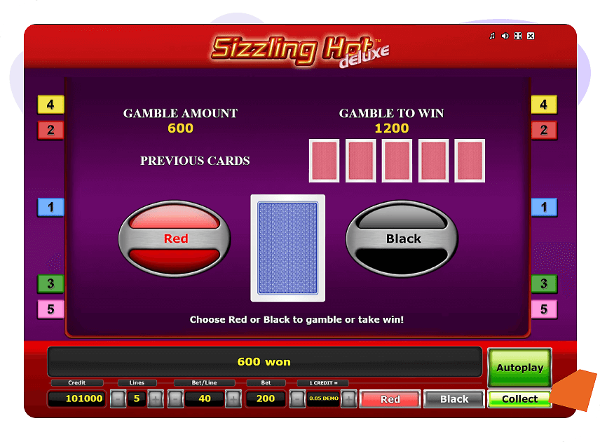 Sizzling Hot Deluxe gamble feature