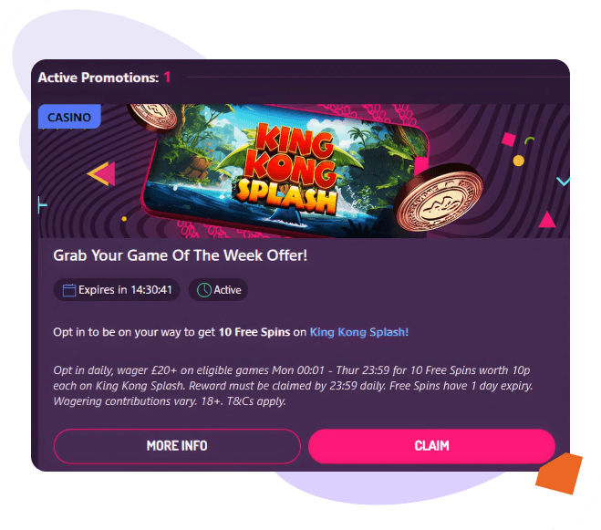 Pink Casino bonus offer
