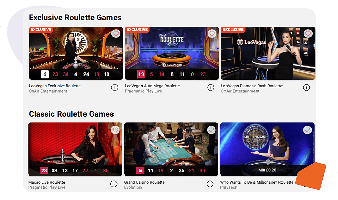 LeoVegas roulette games