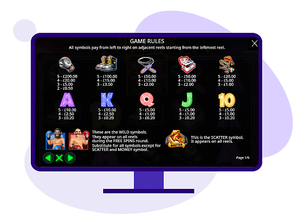 Big Bass Boxing Bonus Round paytable