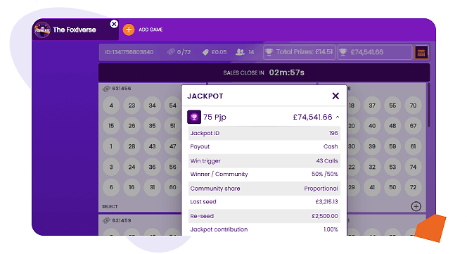 Foxy Bingo 1p bingo room with progressive jackpot