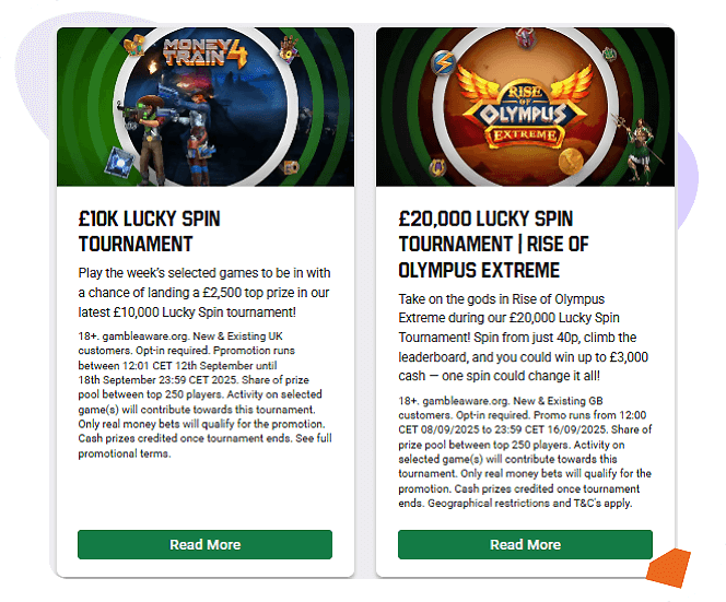 Unibet Lucky Spin online tournaments