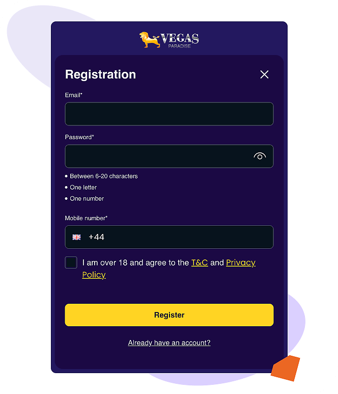 Vegas Paradise Casino Registration