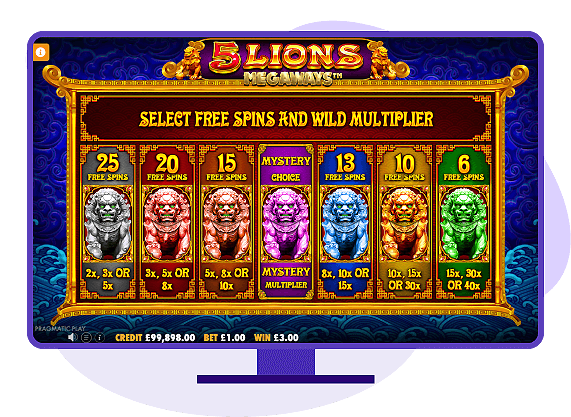 5 Lions Megaways Free Spins Bonus Pick