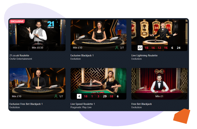 21.co.uk Live Casino