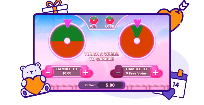 Stacked Valentine Hearts Gamble Feature