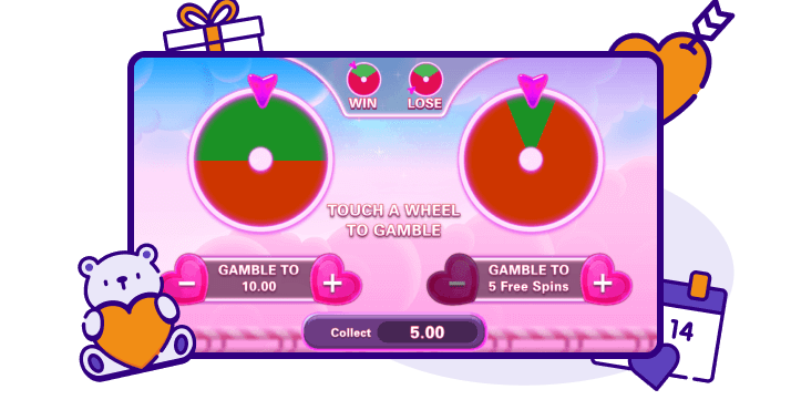 Stacked Valentine Hearts Gamble Feature 