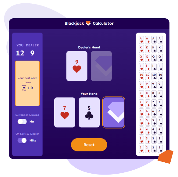 Blackjack calculator hit
