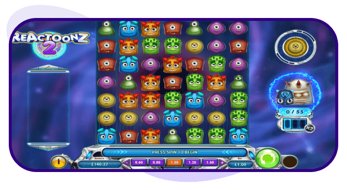 Reactoonz 2 cluster pay slot