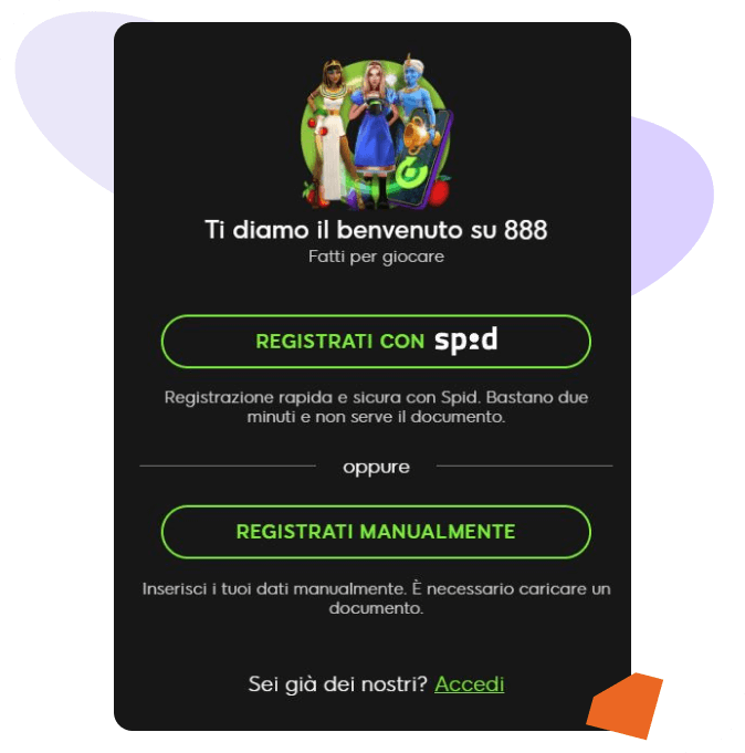 888 registrazione