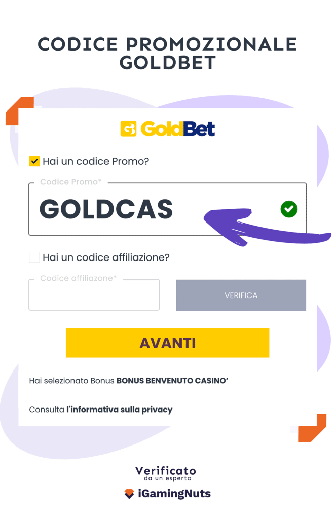 codice promozionale goldbet