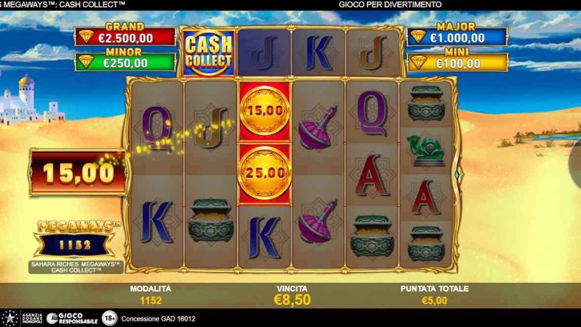 Sahara Riches Megaways Cash Collect background