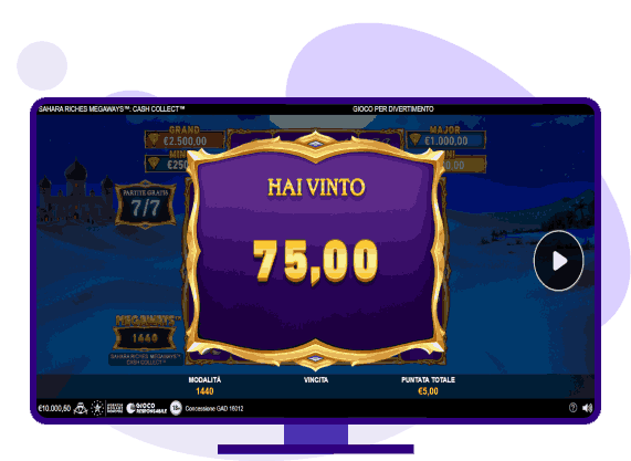 Sahara Riches Megaways Cash Collect bonus