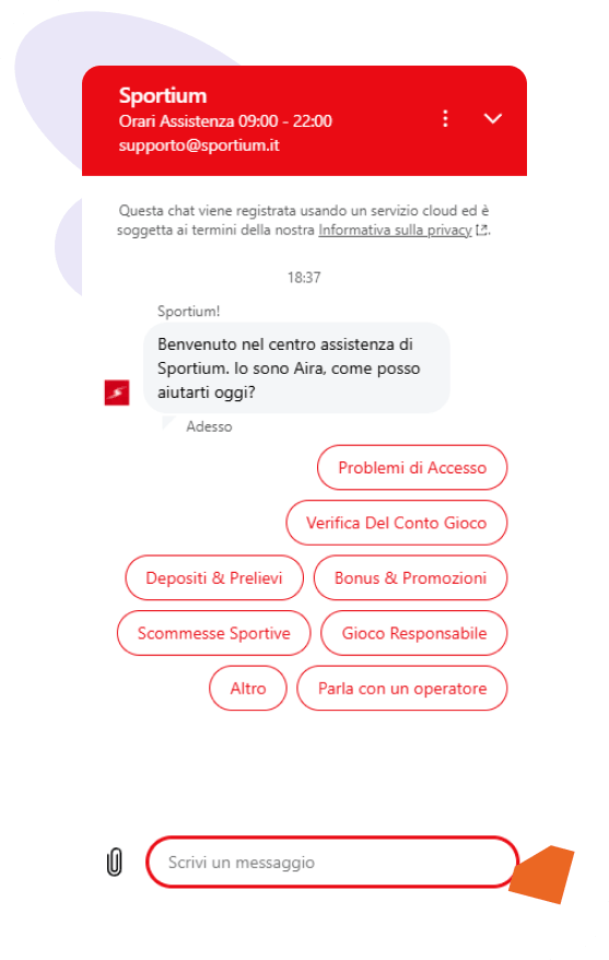 sportium chat dal vivo
