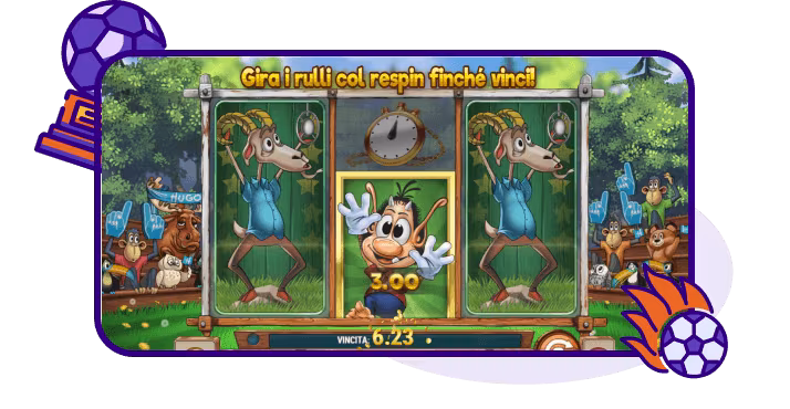 Hugo Goal slot bonus respin col Replay
