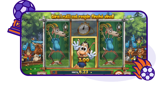 Hugo Goal slot bonus respin col Replay