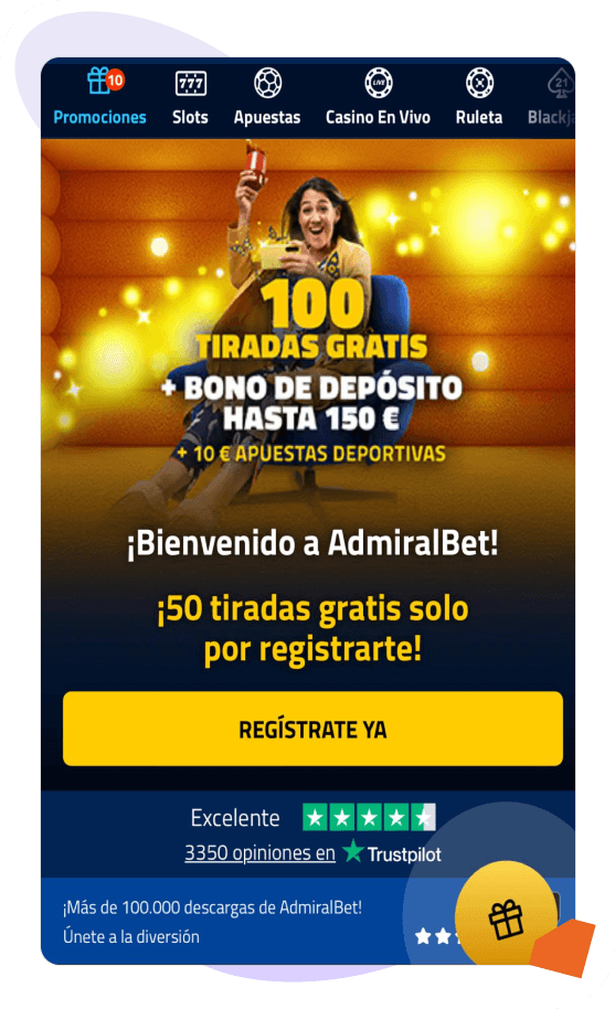 AdmiralBet 50 tiradas gratis sin depósito