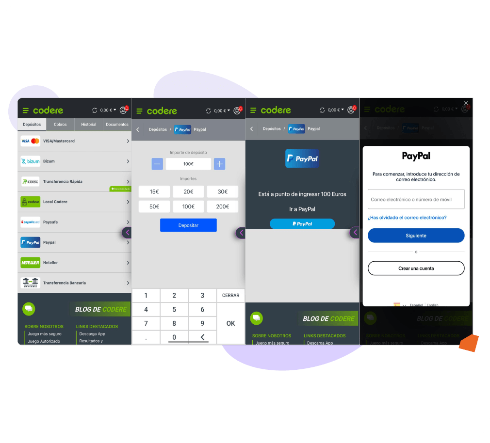 deposito Codere PayPal