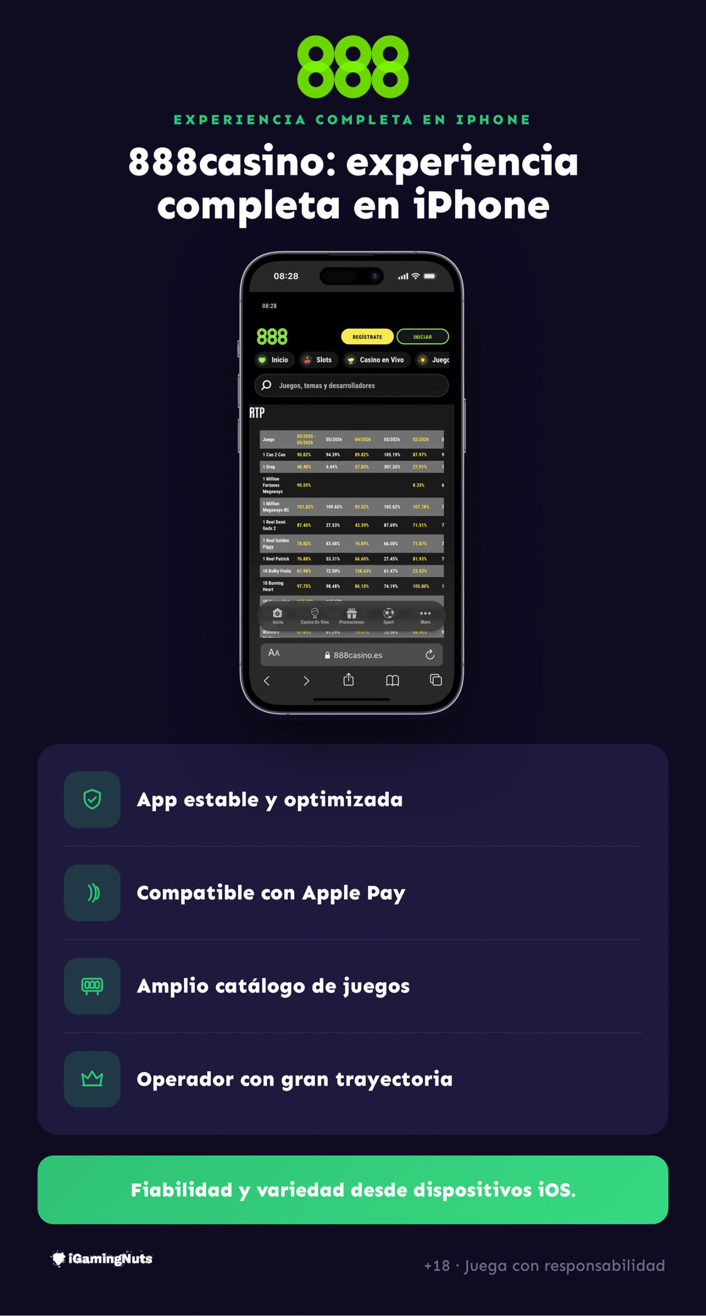 apuesta en 888 casino desde el iPhone