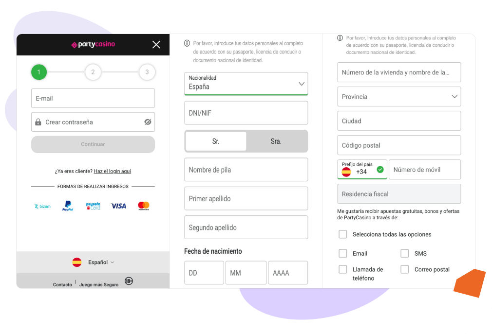 registro en PartyCasino