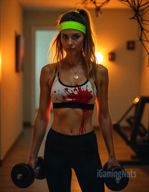 Bloody Fitness Trainer DIY Halloween Costume with Fake Blood