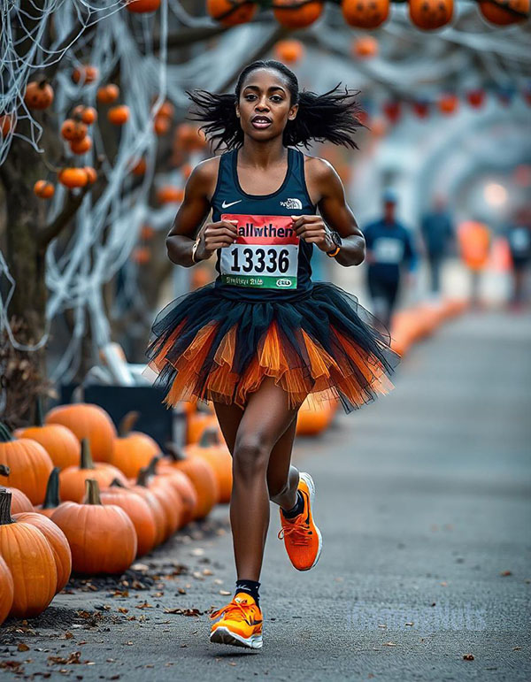 Halloween Marathon Runner Costume with Orange and Black Tutu